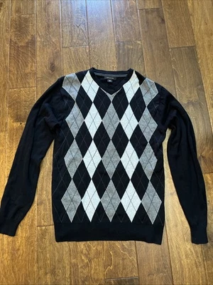 Men’s Structure Sweater Size Large Black With Herringbone Pattern - Image 1 of 4