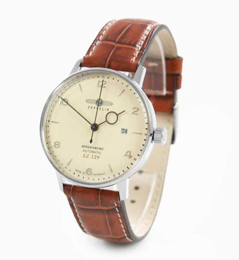 Zeppelin Automatic Men's Watch Hindenburg Beige Dial Chronograph 8062-5 LZ-129