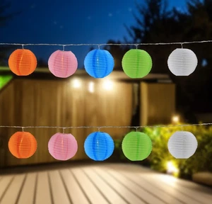 Luces de linterna de papel de verano coloridas Northlight de 10 unidades, bombillas transparentes - Imagen 1 de 5