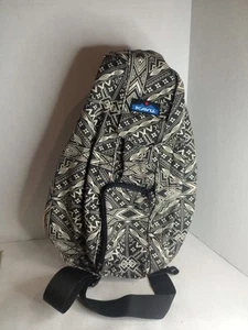 Kavu Bag Original Rope Sling Crossbody Black White Canvas Satchel Aztec Print - Picture 1 of 12