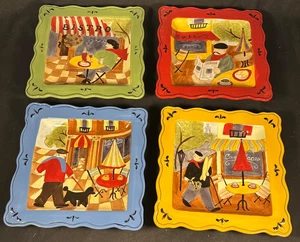 VIER Jennifer Brinley Cafe Bistro quadratische Teller zertifiziert international (56A) - Bild 1 von 7