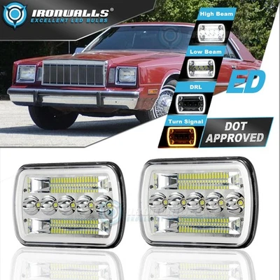 Par de faros LED alto/bajo DRL para Chrysler Cordoba 1980-83 7x6" 5x7" Foto 1 de 4