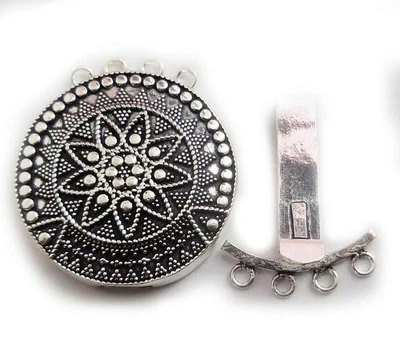 1 PIECES 40MM MULTI STRAND BALI BOX CLASP OXIDIZED SILVER PLATED B890 - Image 1 of 4