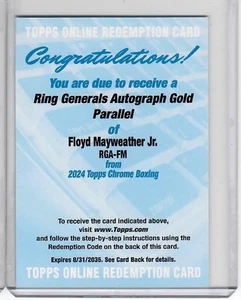 2024 Topps Chrome Floyd Mayweather Jr. Anillo Generals refractor de oro automático #/50 - Imagen 1 de 2