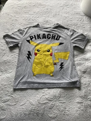 Pikachu Hybrid Apparel Boy's MED Pokemon Boys T Shirt Double-sided Gray SS - Image 1 of 4