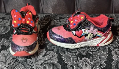 Disney Minnie Mouse Zapatos Niños Pequeños Tenis Atléticos Niñas Negro Rojo Correa de Lazo Foto 1 de 4