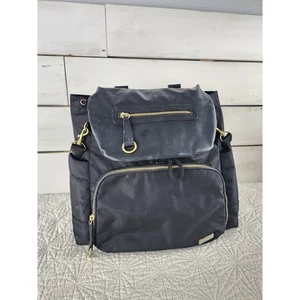 SKIP*HOP Chelsea Downtown Chic Diaper Backpack in Black Zippers & Drawstring - Picture 1 of 6
