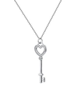 Kristall Pave Schlüssel zu meinem Herz Kette Halskette, 925 Sterling Silber Halskette mit... - Bild 1 von 6