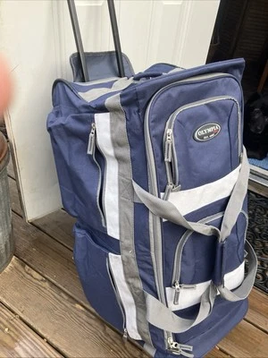 Olympia 29" 8 Pocket U Shape Rolling Duffel Bag w/ Handle, Blue - Image 1 of 4