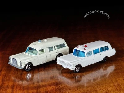 2x Matchbox Ambulance No.3c Mercedes-Benz & No.54b Cadillac  Superfast - Image 1 of 4