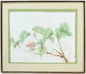 Beautiful Vintage Harriet Combs Painting Flowering Tree Watercolor Japanese Art - Picture 1 of 10