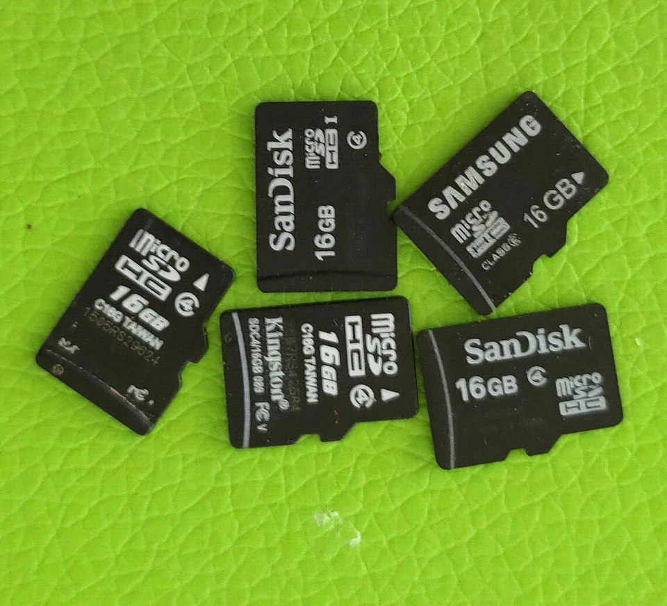 Lot of 5 16Gb  micro SD cards - mixed brands sandisk samsung adata  - phone - Image 1 of 1