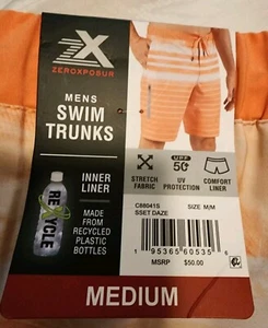 ZeroXposur Men's UPF 50+ UV Protection Comfort Liner Orange Swim Trunks Sz M - Picture 1 of 4