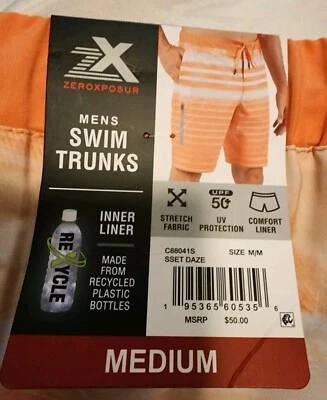 Bañador naranja forro cómodo protección UV para hombre UPF 50+ talla M ropa de crucero  Foto 1 de 4