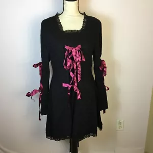 Vintage Funhouse Kleid Gr. M Damen Schwarz Renaissance Gothic Schnürband Y2K - Bild 1 von 18
