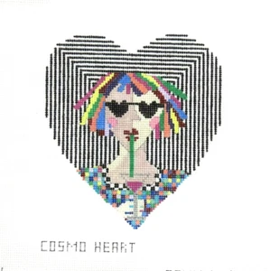 Penny MacLeod Cosmo Heart Ornament Handpainted Needlepoint Canvas 271 - Picture 1 of 1