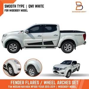 QM1 WHITE FENDER FLARES WHEEL ARCH FIT NISSAN NAVARA NP300 D23 WIDEBODY 2015-19 - Picture 1 of 7