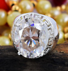 Certyfikowany naturalny 15,6 ct VS1 okrągły biały diament srebrny pierścionek 925 na prezent