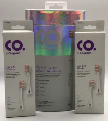 Juego CO. By Colgate ~ 1 cepillo de dientes eléctrico y 6 cabezales de repuesto TTL ~ brillo Foto 1 de 2