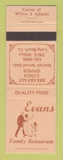Matchbook Cover - Evans Family Restaurant Long Beach CA
