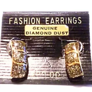 Vintage Diamond Dust Pierced Earrings New on Card - Picture 1 of 3