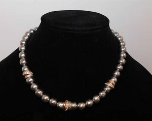 Neu Brighton Neptun graue Perlen mit Schmucksteinen besetztes Halsband Halskette 19 Zoll - Bild 1 von 4