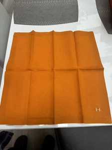 HERMES Orange  100% linen  “H”  NAPKINS - Picture 1 of 8