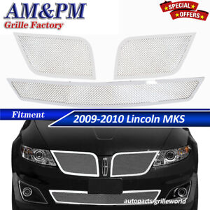 Fits 2009-2010 Lincoln MKS Mesh Grille Stainless Steel Grill Chrome Combo
