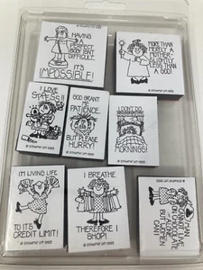 (x8) Stampin' Up 1993 Rubber Stamps  Working Mom Stress Shopping God Vintage - Picture 1 of 3