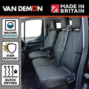 Seat Covers For Ford Transit Custom Black Tailored 1+2 Front Seats Waterproof - Picture 1 of 12