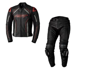 Chaqueta/Pantalones de Cuero CE RST S1 Motocicleta Deportiva 2 Piezas Negro/Gris/Rojo - Imagen 1 de 7