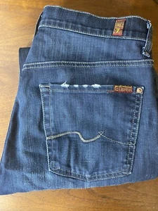 7 For All Mankind Mens Standard Straight Leg Button Fly Jeans Size 32 x 28 Dark - Picture 1 of 9