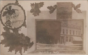 RPPC Christmas Greetings Ontario Oregon Lackey Building c1910s postcard LP3 - Picture 1 of 2