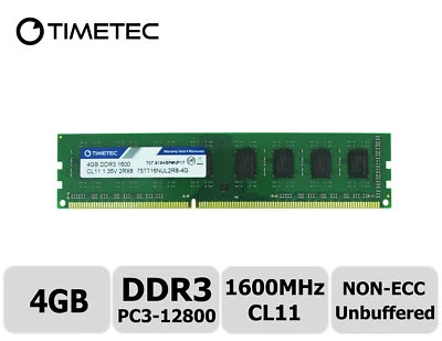 Timetec 4GB DDR3 1600MHz PC3-12800 Non-ECC 1.35V 2Rx8 UDIMM Desktop Memory RAM - Image 1 of 4