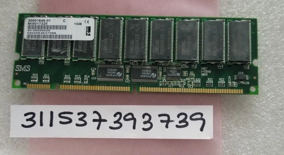 1GB SDR SDRAM SD PC PC133R 133 168PIN ECC-REG DUAL RANK 2RX4 64X4 ECC REGISTER - Image 1 of 1