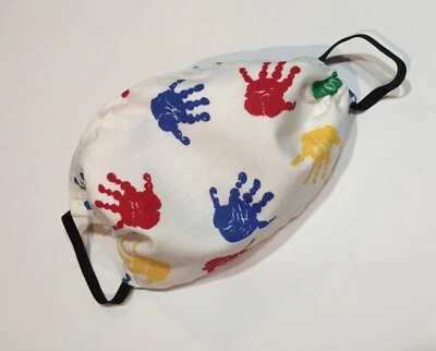 CHILDS Fitted Face Mask Cover with Filter Pocket. Butterfly, Ladybug, Handprints - Image 1 of 4