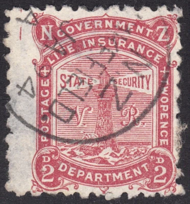 1891  New Zealand SC# OY3 - Lighthouse - Life Insurance - Used - Image 1 of 2