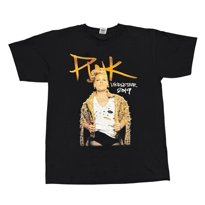 Pink Shirt Large Black Tour Concert Band Tee Avril Lavigne Alanis Morissette Y2K - Image 1 of 4