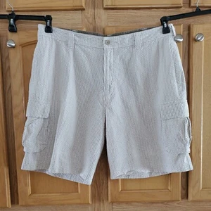 St John's Bay Mens Striped Cotton Cargo Shorts Sz 42 - Picture 1 of 8