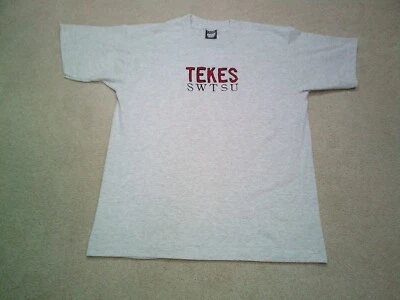 VTG Texas State University T Shirt Mens Large Gray 90s SWT TKE Tau kappa Epsilon - Image 1 of 4