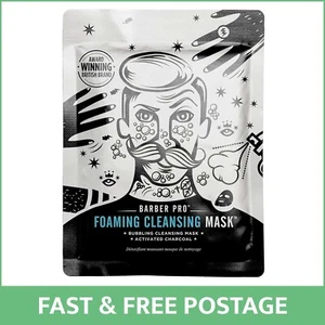 Barber Pro Foaming Cleansing Sheet Face Mask 20ml Mens Facial Skincare Charcoal - Picture 1 of 3