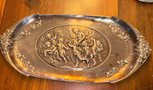 Beste riesige antike CHERUBS Rosen dekoratives Tablett Silberteller - Bild 1 von 8
