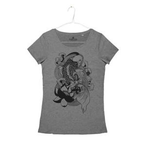Maglietta Donna Tatuaggio Carpa Koi Japan Koi Fish And Lotus Tattoo T-Shirt Girl - Foto 1 di 10