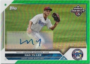 HAO YU LEE 2023 Topps Pro Debut AUTO Green 64/99 #PD-116 BlueClaws 🔥⚾🔥