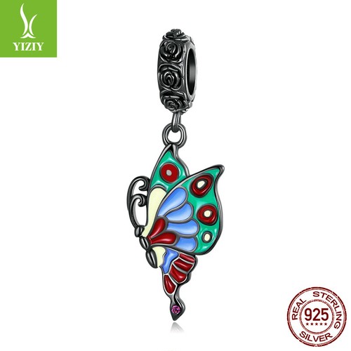 VALENTINO Bracciale Moda Donna Autentico Argento Sterling 925 Arte Farfalla Zirconi Charms Fit