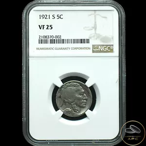 1921-S Buffalo Nickel~NGC VF25~Very Rare Beauty~Nice Half Horn~Better Date~! - Picture 1 of 4