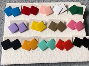 Big Acrylic Statement Earrings - 12 Colours - Picture 1 of 20
