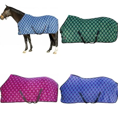 Abschwitzdecke mit Doppelfleece mit Kreuzgurte Karo HKM Neu - Bild 1 von 4