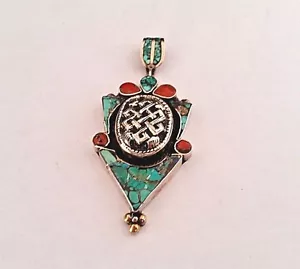 COLGANTE TURQUESA DE CORAL NEPALÍ - Imagen 1 de 1