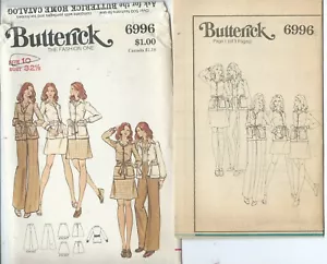 B 6996 fantasia cucito anni 70 trendy GIACCA A-line GONNA PANTALONI dritti cucito taglia 10 - Foto 1 di 1